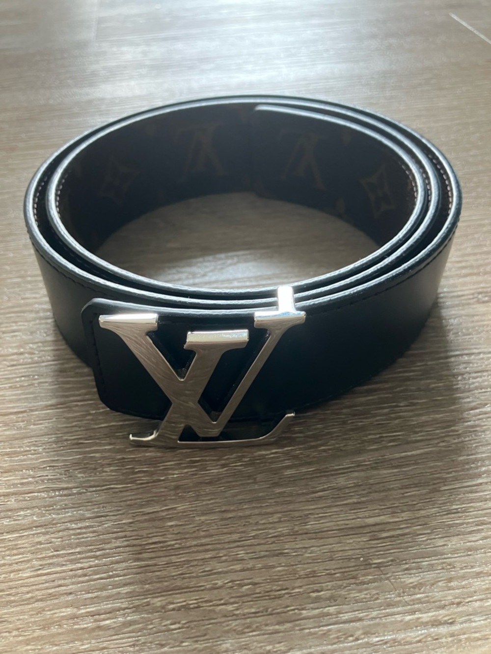 Louis Vuitton Reversible Monogram Belt - Black with Silver LV Buckle